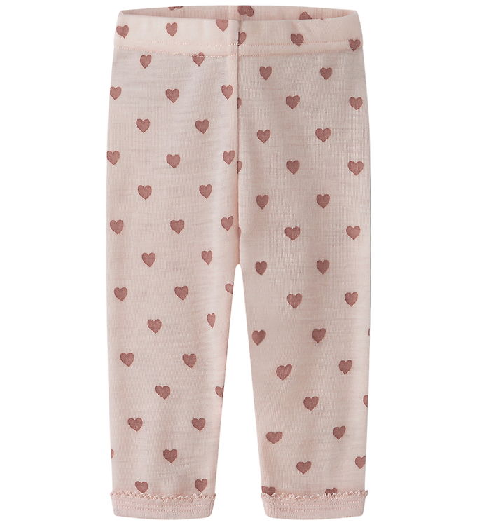 Lil Atelier Leggings - Uld - NbfNoel - Morganite m. Hjerter Lil Atelier Leggings - Uld - NbfNoel - Morganite m. Hjerter
