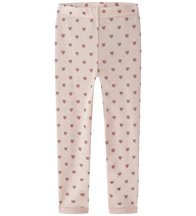 Lil Atelier Leggings - Uld - NmfNoel - Morganite m. Hjerter Lil Atelier Leggings - Uld - NmfNoel - Morganite m. Hjerter