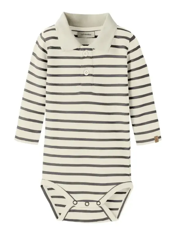 Lil' Atelier Limia Langærmet Polo Body - Turtledove - 56