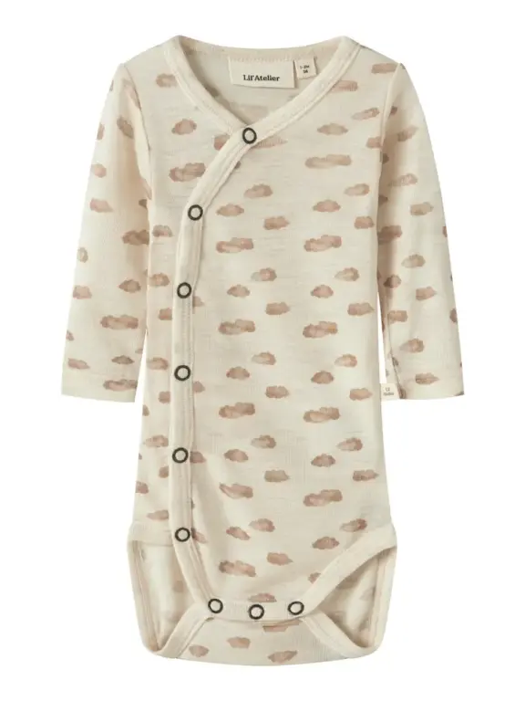Lil' Atelier Nalu Uld Langærmet Wrap Body - Turtledove - 56