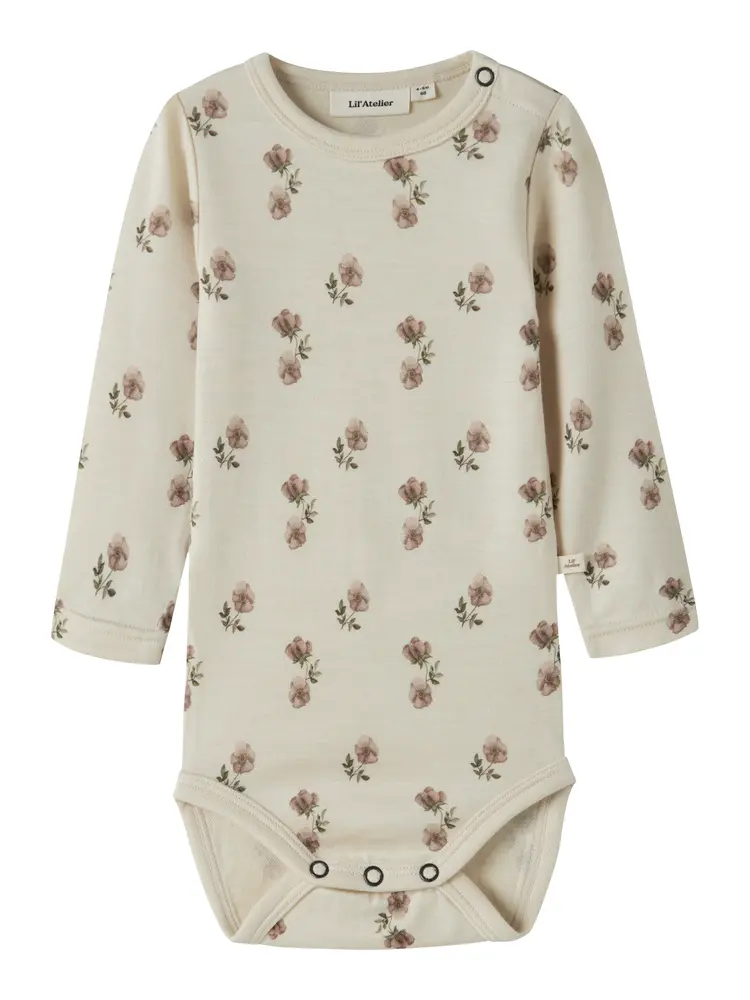 Lil' Atelier Nilo Nun Langærmet Uld Slim Body - Turtledove - 62 Lil' Atelier Nilo Nun Langærmet Uld Slim Body - Turtledove - 62