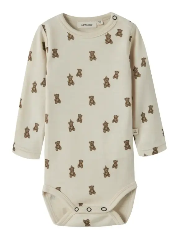 Lil' Atelier Nilo Nun Langærmet Uld Slim Body - Turtledove - 74