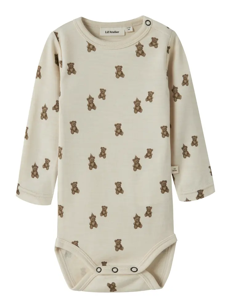 Lil' Atelier Nilo Nun Langærmet Uld Slim Body - Turtledove - 74 Lil' Atelier Nilo Nun Langærmet Uld Slim Body - Turtledove - 74