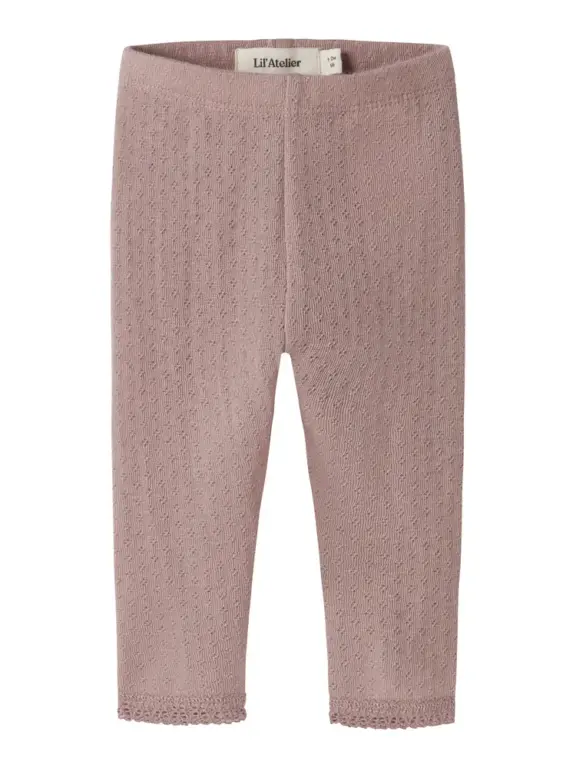 Lil' Atelier Nora Ned Uld Silke Slim Leggings - Fawn - 56