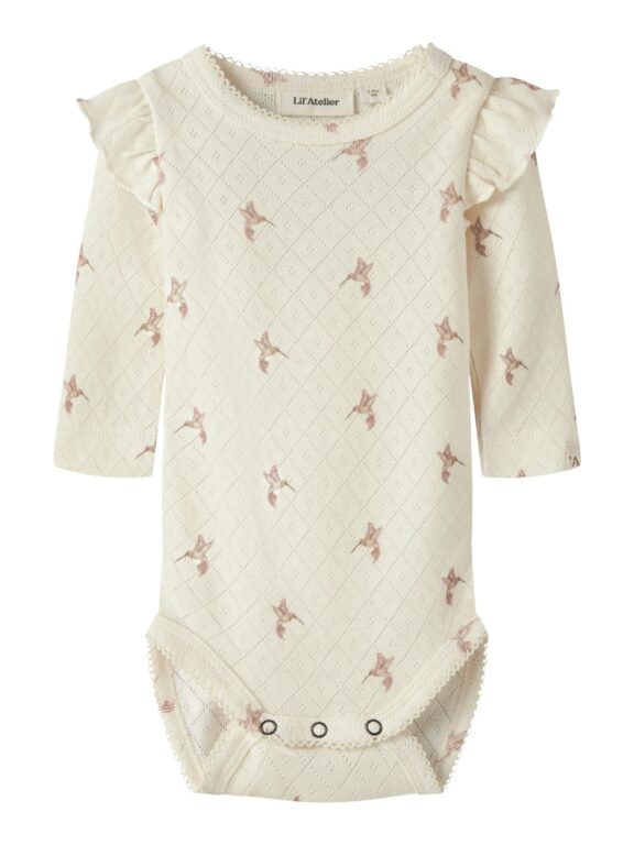 Lil Atelier Rachello - Tyl LS Slim Body - Turtledove / Bird - 56 cm