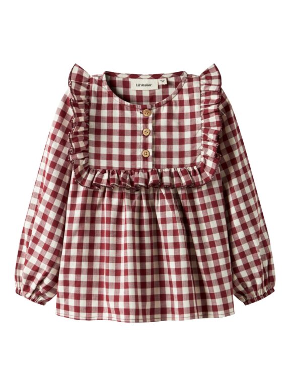 Lil Atelier Rio LS Loose Shirt - Red Dahlia - 92 cm