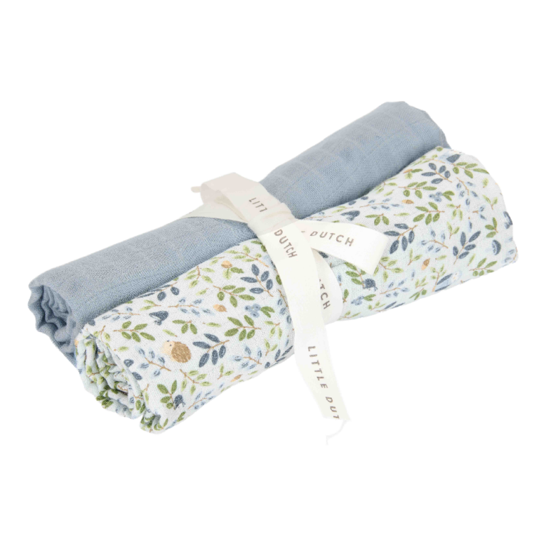 Little Dutch - Stofbleer 2 Pak Muslin 70 x 70 cm Forest Adventure & Denim Blue