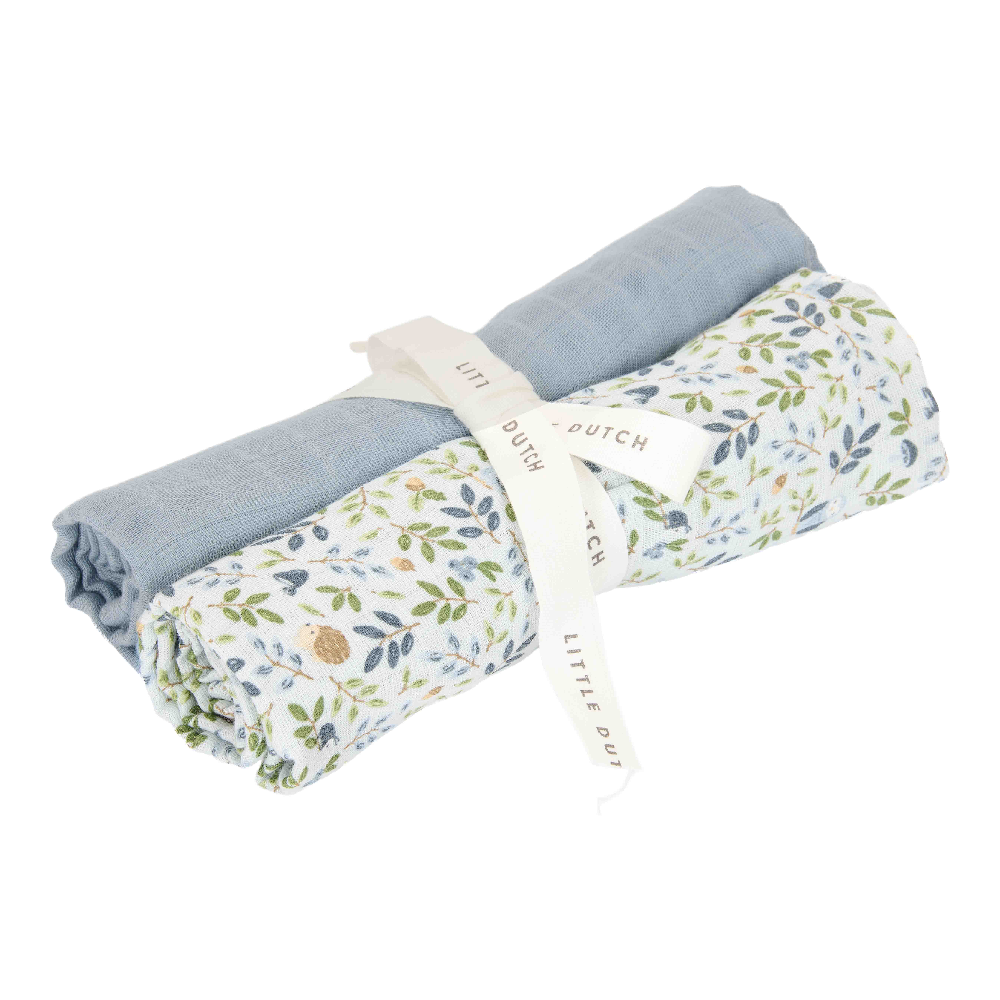 Little Dutch - Stofbleer 2 Pak Muslin 70 x 70 cm Forest Adventure & Denim Blue