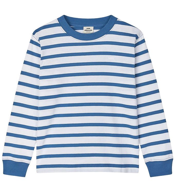 Mads Nørgaard Bluse - Jersey Stripe Carlito - Bright Cobalt/Wh