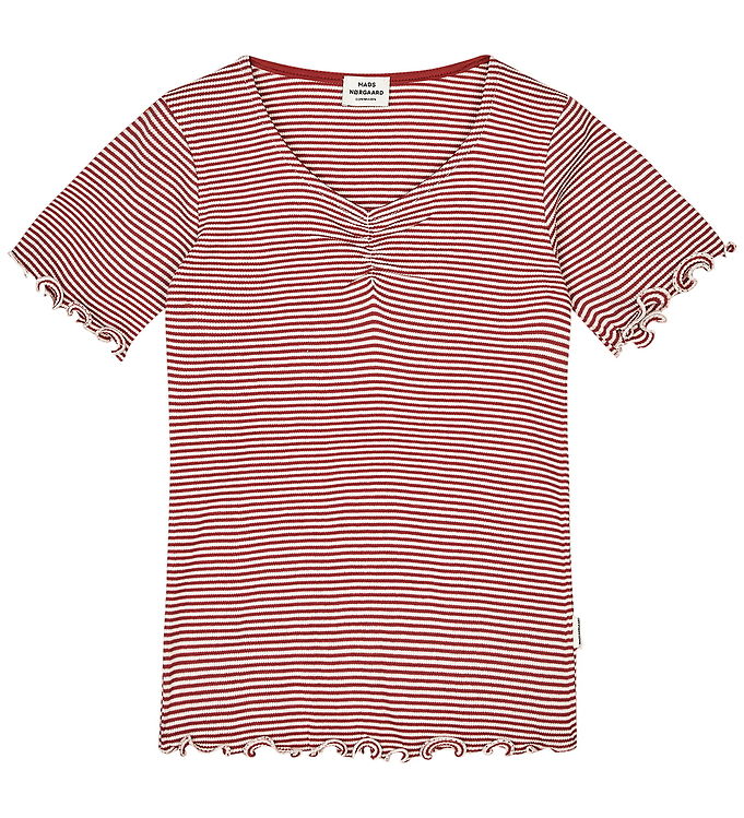 Mads Nørgaard T-shirt - Rib - Stripe Tiki - Winery/Vanilla Ice