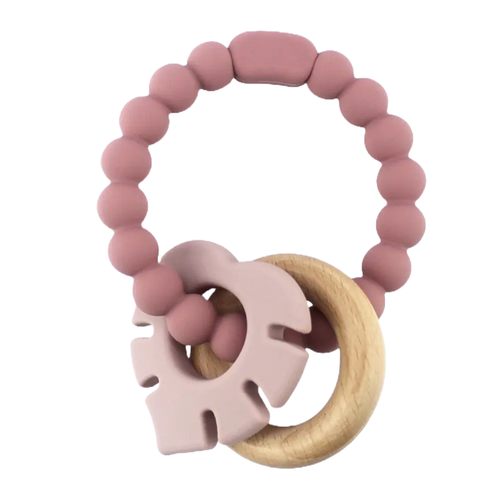 Magni Biderangle Træ & Blad Silikone - Pink