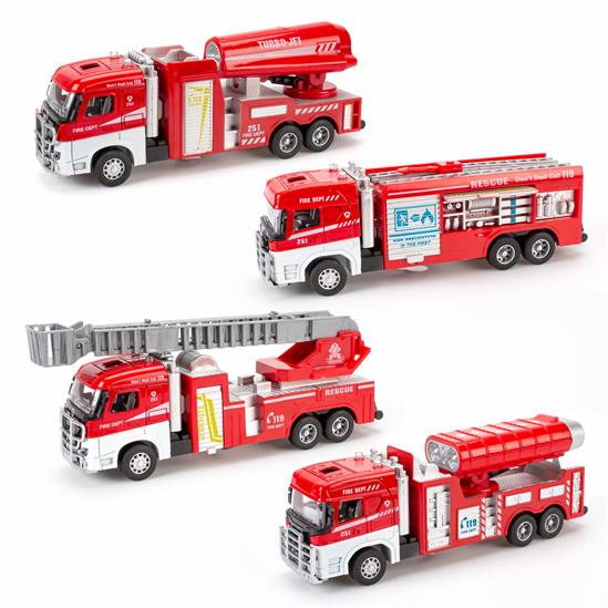 Magni Brandbiler med pull-back, lys og lyd - Vandtankvogn