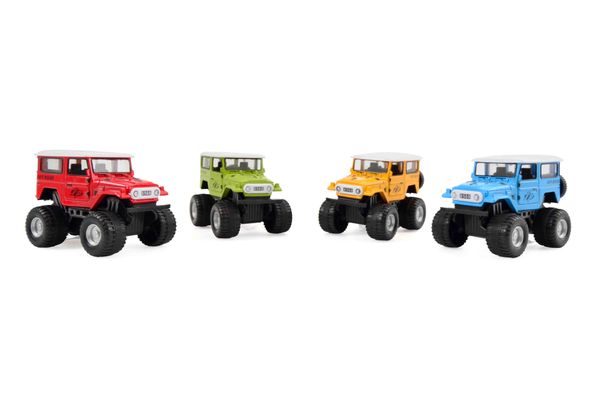 Magni Monster Truck med Pull back - Rød, Grøn, Blå & Gul - Rød
