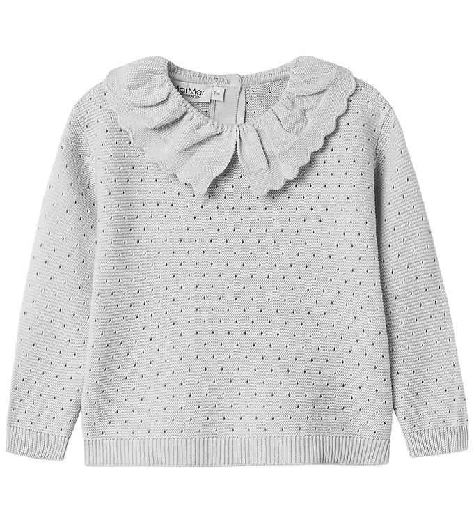 MarMar Bluse - Strik - Toro - Aluminium m. Hulmønster MarMar Bluse - Strik - Toro - Aluminium m. Hulmønster