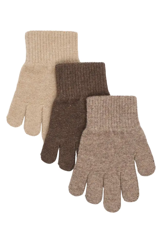 Mikk-Line Magic Handsker 3-Pak - Beige Melange-Melange Denver-Brown Melange - 1-3 ÅR Mikk-Line Magic Handsker 3-Pak - Beige Melange-Melange Denver-Brown Melange - 1-3 ÅR
