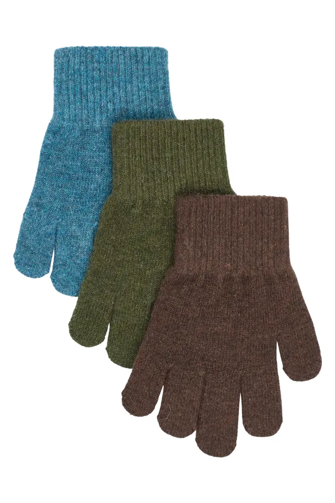 Mikk-Line Magic Handsker 3-Pak - Blue Mirage-Kombu Green-Coffee Bean - 1-3 ÅR Mikk-Line Magic Handsker 3-Pak - Blue Mirage-Kombu Green-Coffee Bean - 1-3 ÅR