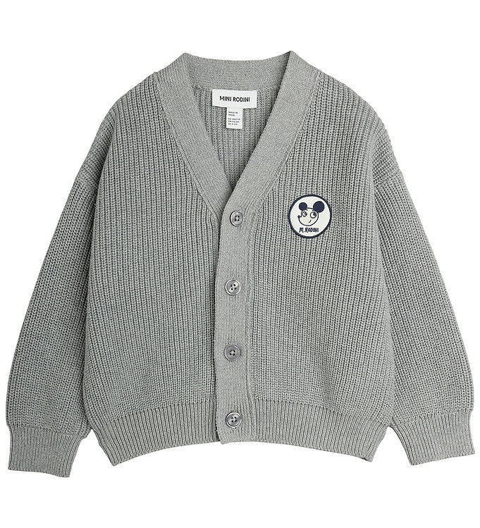 Mini Rodini Cardigan - Ritzratz patch - Grey Melange Mini Rodini Cardigan - Ritzratz patch - Grey Melange