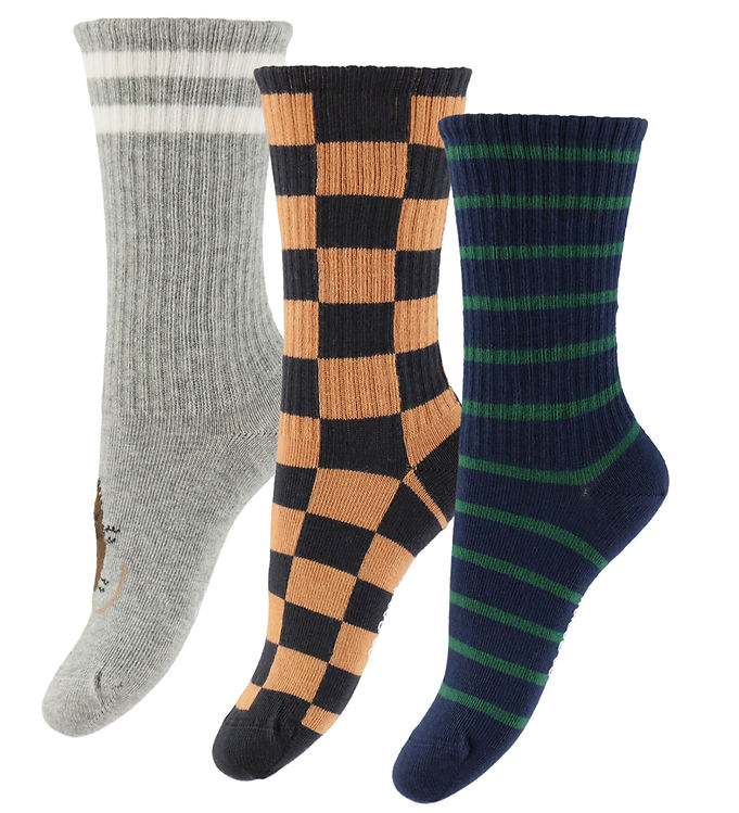 Mini Rodini Strømper - 3-pak - Chess check - Multi