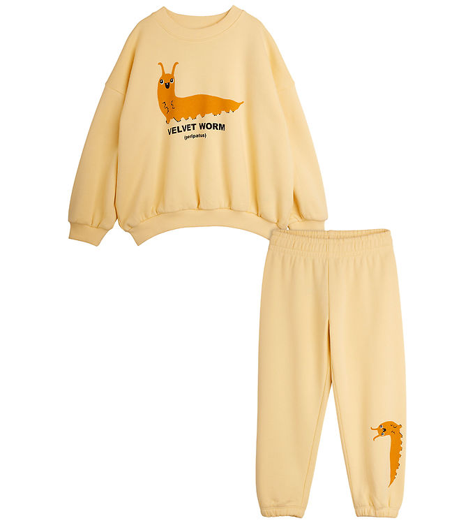 Mini Rodini Sweatsæt - Velvet - Orm - Gul