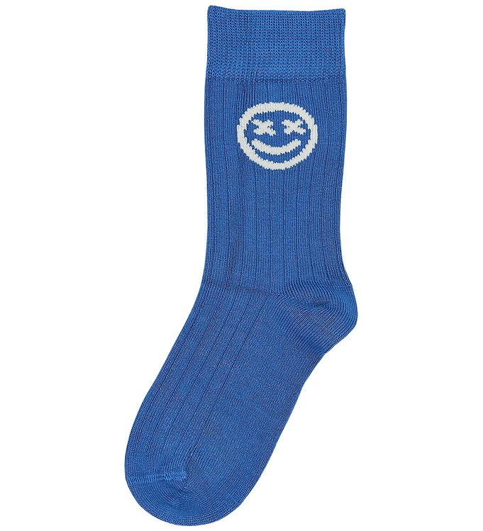 MiniPop Strømper - Bambus - Bluing m. Smiley MiniPop Strømper - Bambus - Bluing m. Smiley