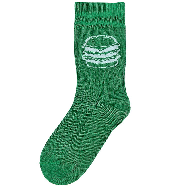 MiniPop Strømper - Bambus - Fern Green m. Burger