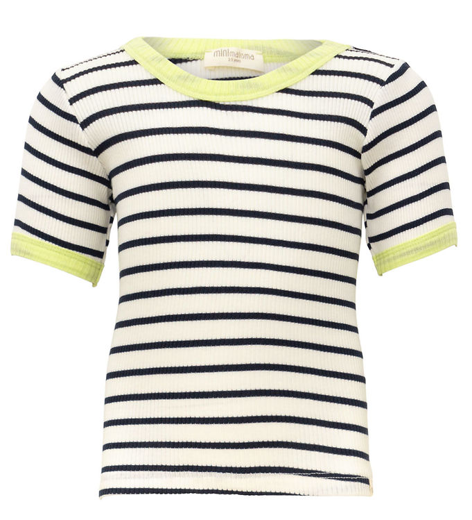 Minimalisma T-shirt - Rib - Silke/Bomuld - Ben - Sailor/Lime Minimalisma T-shirt - Rib - Silke/Bomuld - Ben - Sailor/Lime