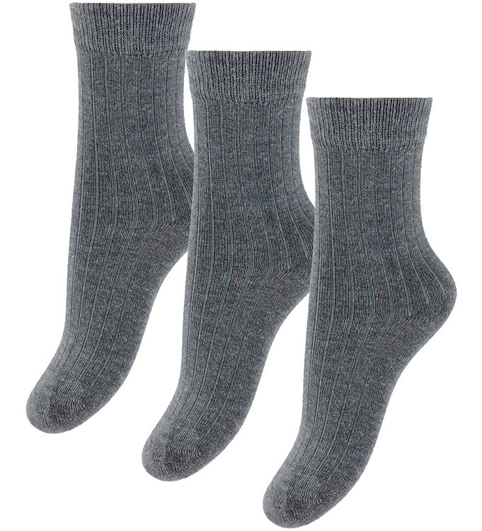 Minipop Strømper - Rib - Bambus - Noos - 3-pak - Gray Mel Minipop Strømper - Rib - Bambus - Noos - 3-pak - Gray Mel