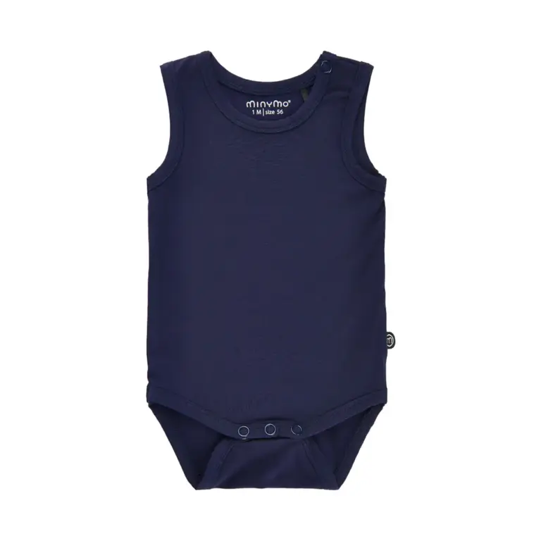 Minymo Body Uden Ærmer - Bamboo - Navy - 80