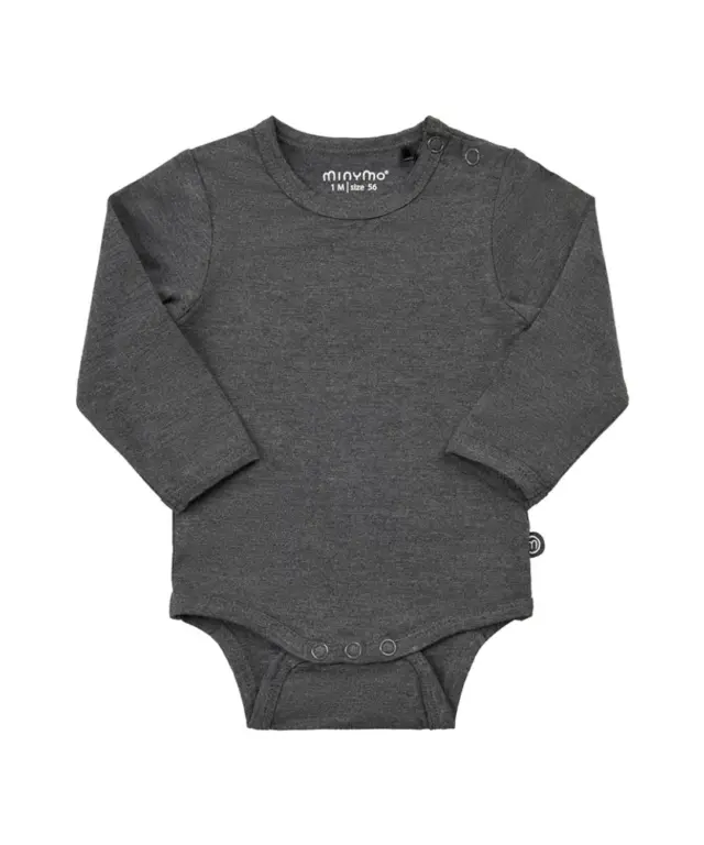 Minymo Langærmet Body - Bamboo - Dark Grey Melange - 50