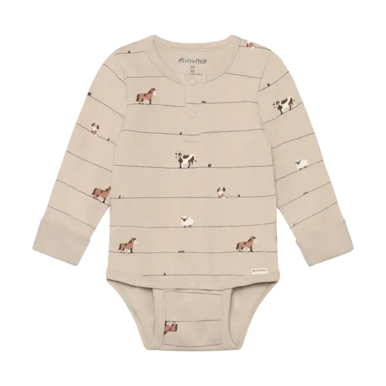 Minymo Langærmet Body - Feather Gray - 50