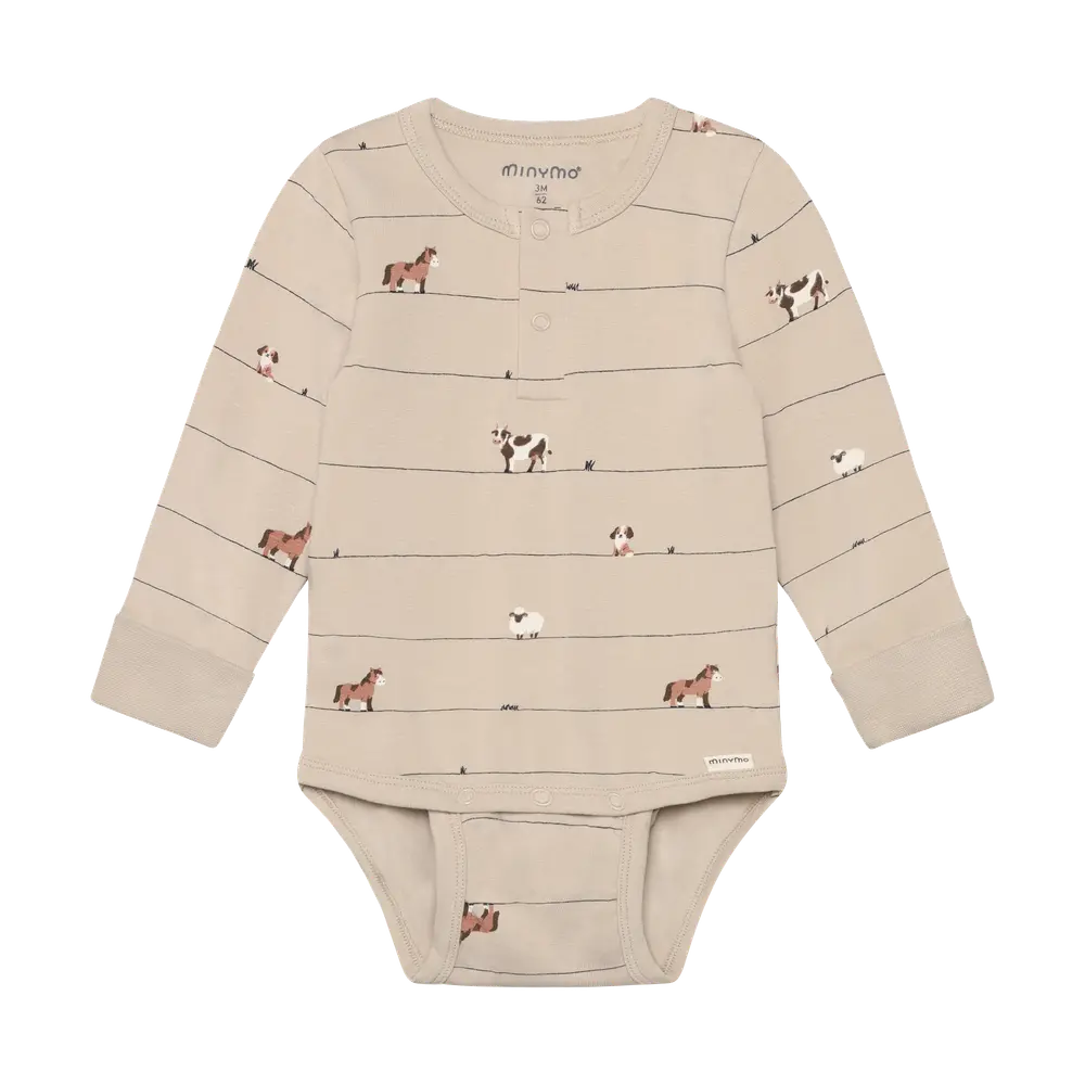 Minymo Langærmet Body - Feather Gray - 50