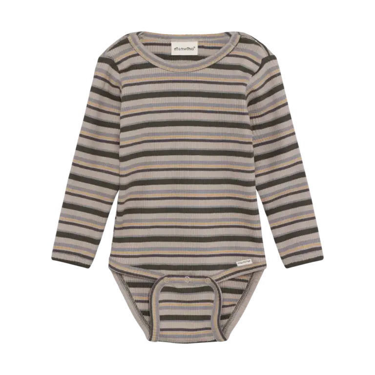 Minymo Langærmet Rib Body - Beetle - 74
