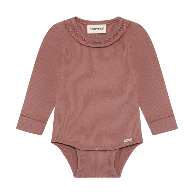 Minymo Langærmet Rib Body - Burlwood - 50