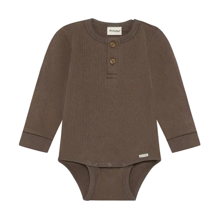 Minymo Langærmet Rib Body - Chocolate Chip - 68