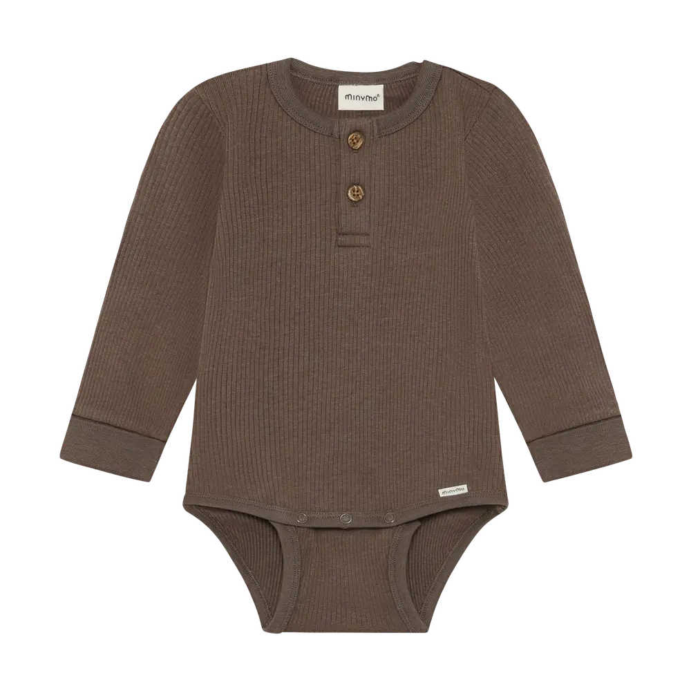 Minymo Langærmet Rib Body - Chocolate Chip - 68 Minymo Langærmet Rib Body - Chocolate Chip - 68