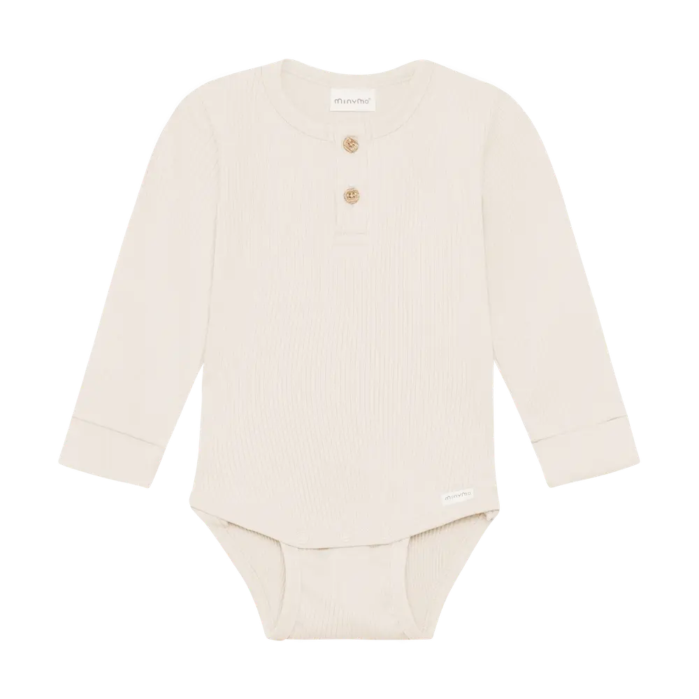 Minymo Langærmet Rib Body - Feather Gray - 50 Minymo Langærmet Rib Body - Feather Gray - 50