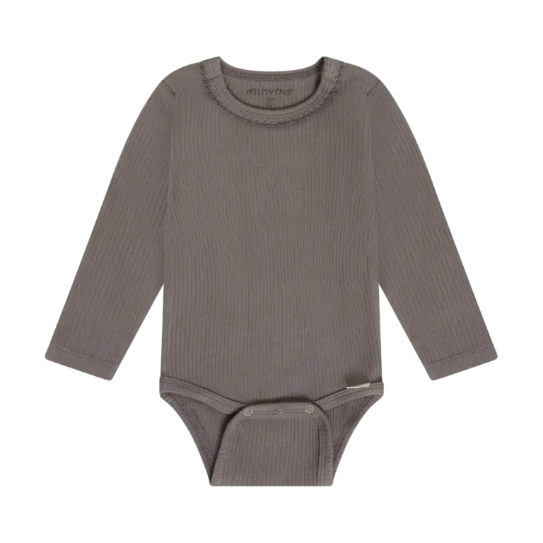 Minymo Langærmet Rib Body - Plum Truffle - 56 Minymo Langærmet Rib Body - Plum Truffle - 56