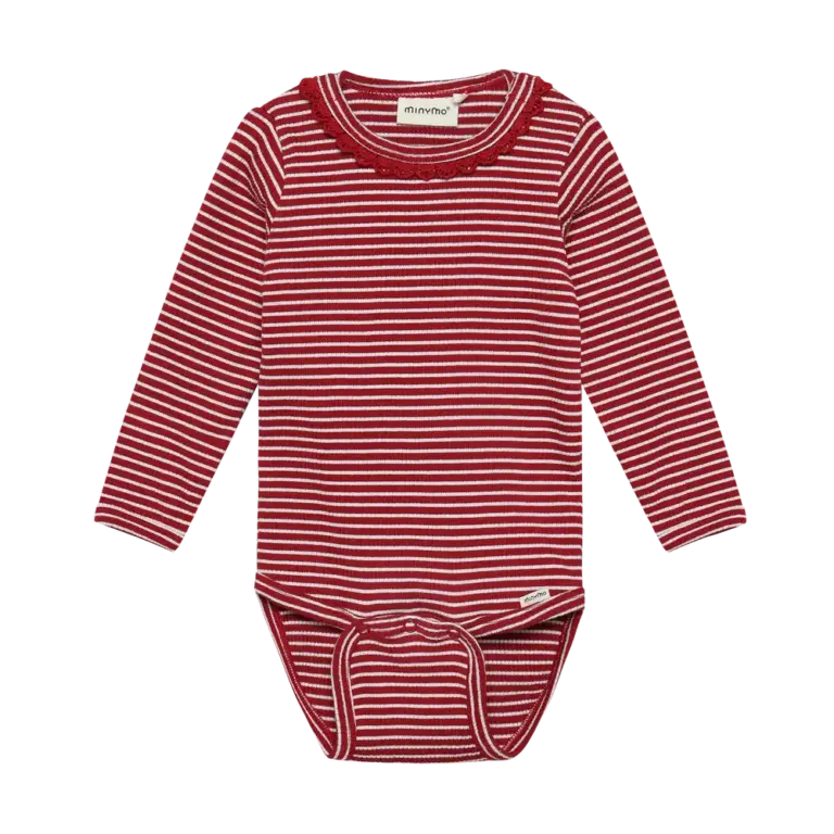 Minymo Langærmet Rib Body - Rio Red - 80 Minymo Langærmet Rib Body - Rio Red - 80