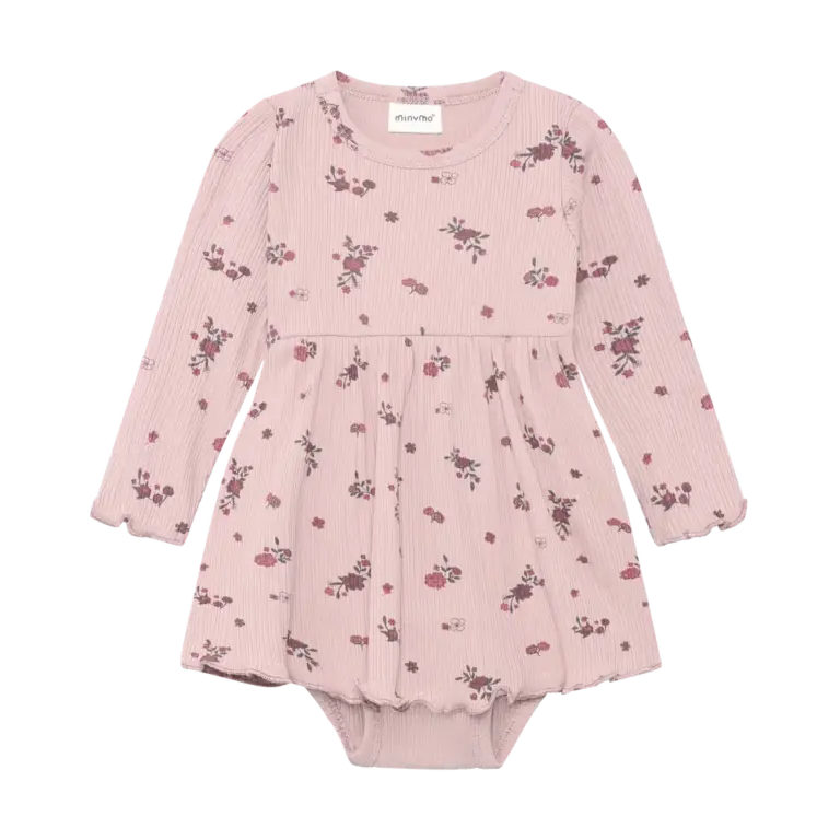 Minymo Langærmet Rib Bodykjole - Fawn - 92 Minymo Langærmet Rib Bodykjole - Fawn - 92