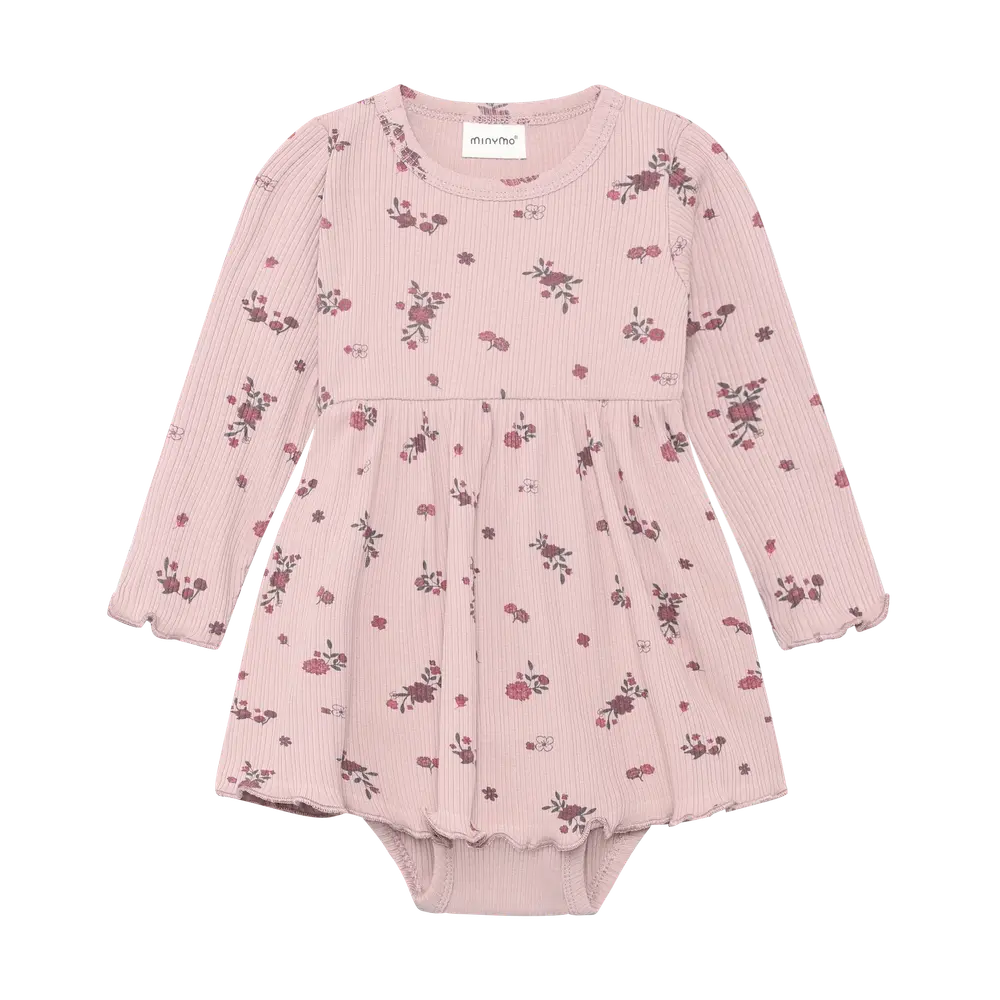 Minymo Langærmet Rib Bodykjole - Fawn - 92 Minymo Langærmet Rib Bodykjole - Fawn - 92