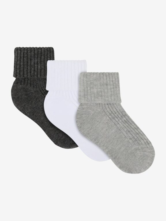 Minymo Rib Sokker 3-pak - Light Grey Melange - 11/14