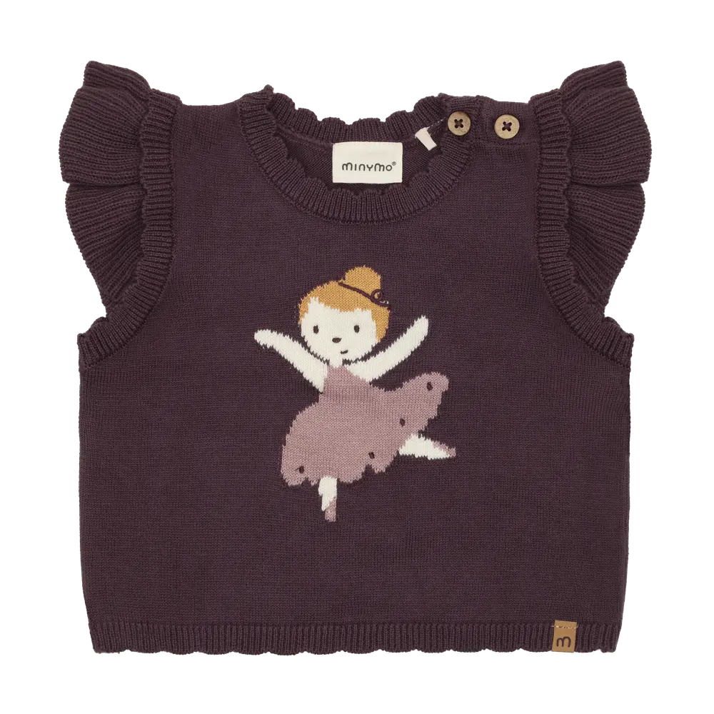 Minymo Strikket Vest - Huckleberry - 86 Minymo Strikket Vest - Huckleberry - 86