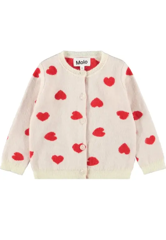 Molo Goldie Cardigan - Red Hearts - 62