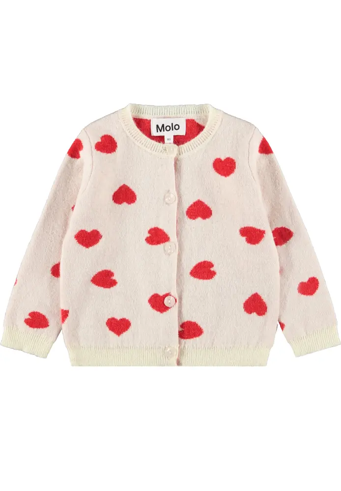 Molo Goldie Cardigan - Red Hearts - 62 Molo Goldie Cardigan - Red Hearts - 62