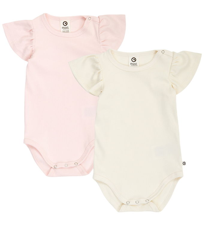Müsli Bodyer k/æ - Rib - Cozy Me Frill - 2-pak - Tofu/Prim Rose