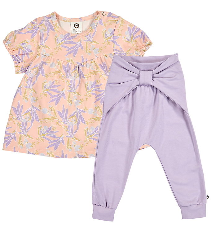 Müsli Sæt - Peony - T-shirt/Bukser - Peach/Bloom/Dream