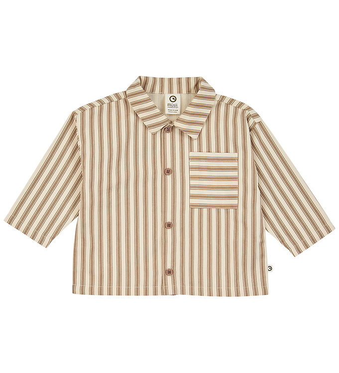 Müsli Skjorte l/æ- Baby - Woven Stripe - Oak/Walnut Müsli Skjorte l/æ- Baby - Woven Stripe - Oak/Walnut