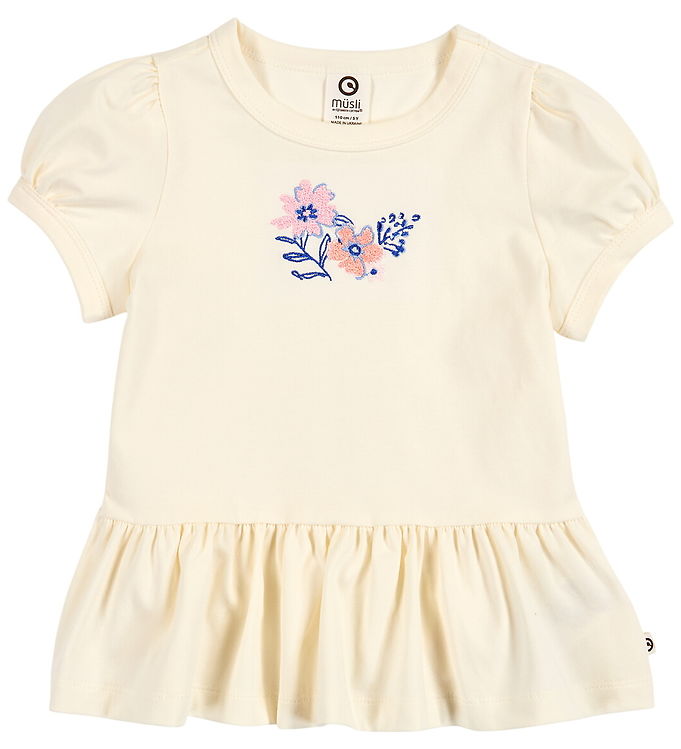 Müsli T-shirt - Primrose Peplum - Tofu m. Broderi