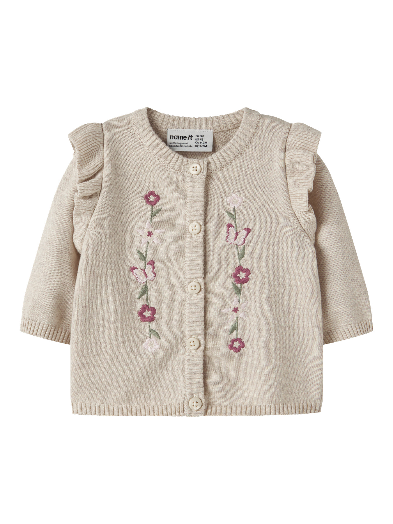 NAME IT Cardigan Flowers Peyote Melange