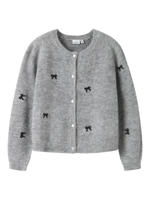 NAME IT Strikket Cardigan Rifey Grey Melange
